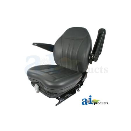 A & I Products High Back Industrial Seat w/ Suspension, Slide Track & Armrests, Black Vinyl 25" x17.5" x19.5" A-HIS360